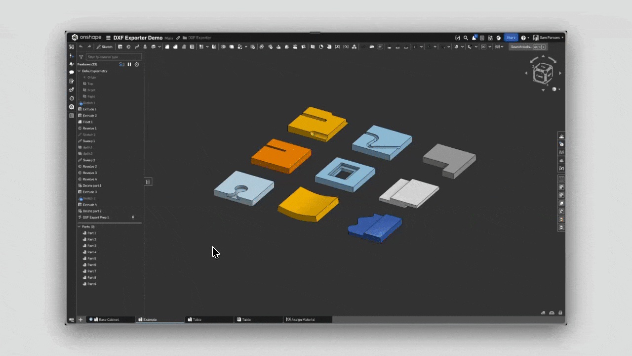 Assigning a material to parts in Onshape